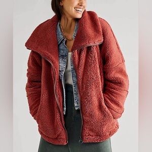 NWOT Free People / We The Free Oversized Cozy Faux Fur Raya Coat Medium Rose
